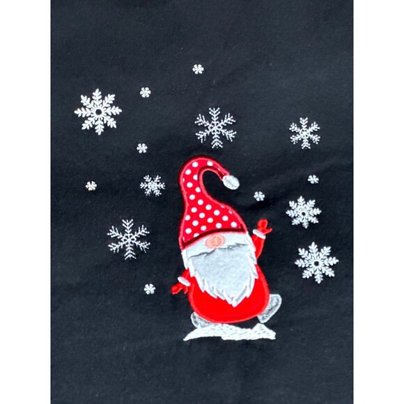 Snowflakes Santa Gnome Graphic Sweatshirt Tops Crew Neck Blair Blue Women Sz Sm - Picture 2 of 7